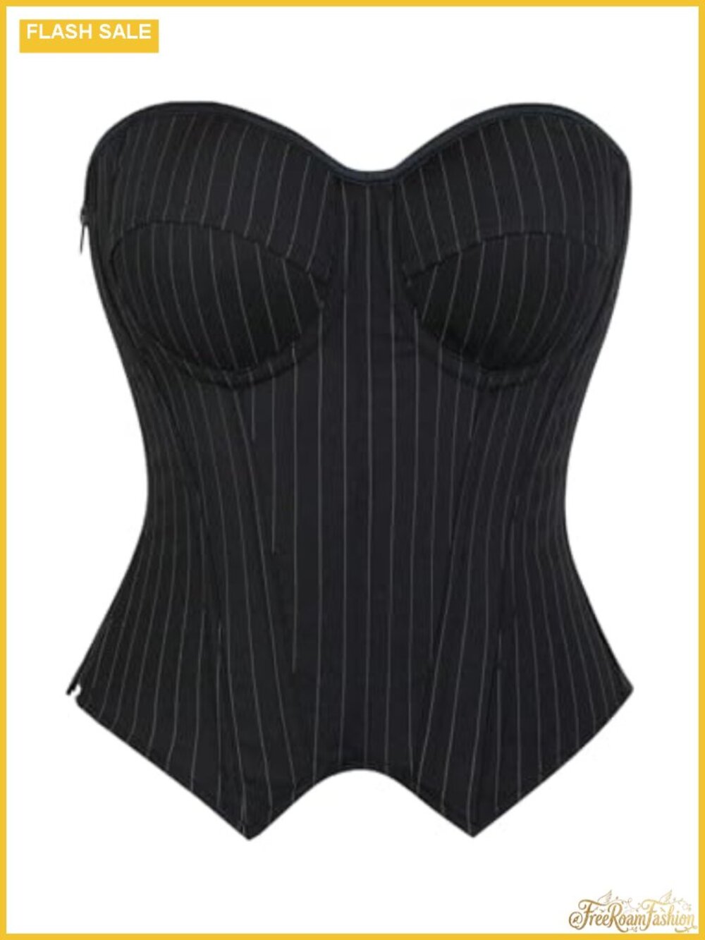 SHENHE Women's Lace Up Corset Striped Zipper Bustier Going Out Top